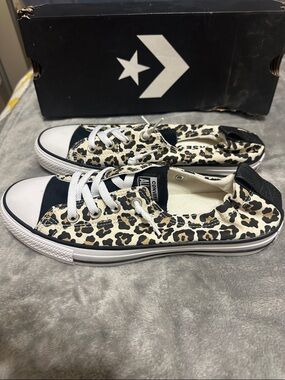 Converse Leopard Print Low Top Sneakers - Black & Cream